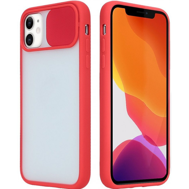 Чехол с защитой камеры STR Clear Slide Camera для iPhone 11 - Red