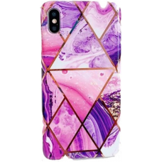 iPhone X/XS STR Geometric Marble Case - Purple/Rose