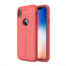 STR Lichi Pattern Leather TPU Case for iPhone X/Xs - Red