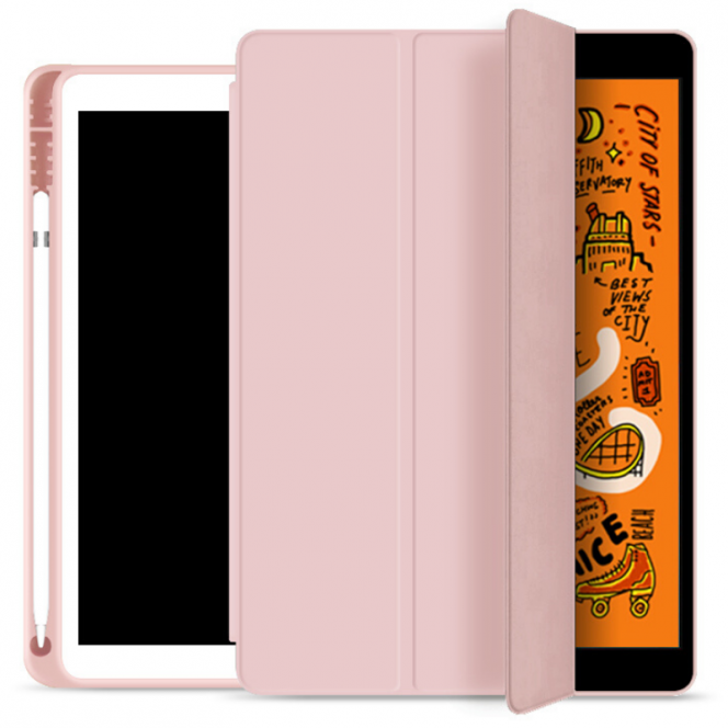 Чехол-книжка с держателем для стилуса STR Trifold Pencil Holder Case PU Leather for iPad 9.7 (2017-2018) - Pink