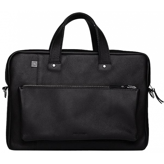 INCARNE BIZ Handmade Leather Shoulder Bag for 13-14 Inch Laptop - Black