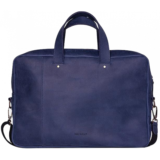 INCARNE BRUNO Handmade Leather Shoulder Bag for 15-16 Inch Laptop - Blue