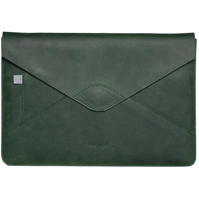 INCARNE MESSAGE Handmade Leather Case for MacBook Pro 15 (2016-2019) - Green