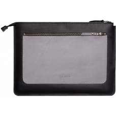 INCARNE MOCCO Handmade Leather Case for MacBook Air 13 (2018-2020) / Pro 13 (2016-2020) - Black (Pocket Grey)