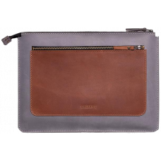 INCARNE MOCCO handmade leather case for MacBook Pro 15 (2016-2019) - Gray (cognac pocket)