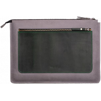 INCARNE MOCCO Handmade Leather Case for MacBook Pro 15 (2016-2019) - Gray (Green Pocket)