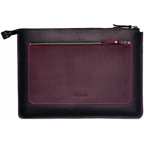 INCARNE MOCCO Handmade Leather Case for MacBook Pro 16 (2019) - Black (burgundy pocket)