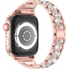 STR 3-bead Diamond Metal Band for Apple Watch 41/40/38 mm (Series SE/7/6/5/4/3/2/1) - Rose Gold