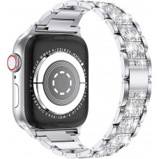 STR 3-bead Diamond Metal Band for Apple Watch 41/40/38 mm (Series SE/7/6/5/4/3/2/1) - Silver