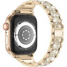 Металлический ремешок STR 3-bead Diamond Metal Band for Apple Watch 45/44/42 mm (Series SE/7/6/5/4/3/2/1) - Gold