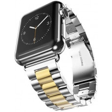 Металлический ремешок STR 3-Bead Metal Band for Apple Watch 42/44/45 mm (Series SE/7/6/5/4/3/2/1) - Silver/Gold