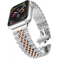 Металлический ремешок STR 5-Bead Rolex Metal Band for Apple Watch 38/40/41 mm - Sliver/Rose Gold