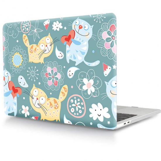 STR Pattern Hard Shell Case for MacBook Air 13 (2018-2020) - Cute Cat