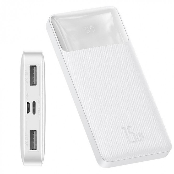 Portable battery Baseus Bipow Digital Display 15W 10000mAh - White (PPDML-I02)