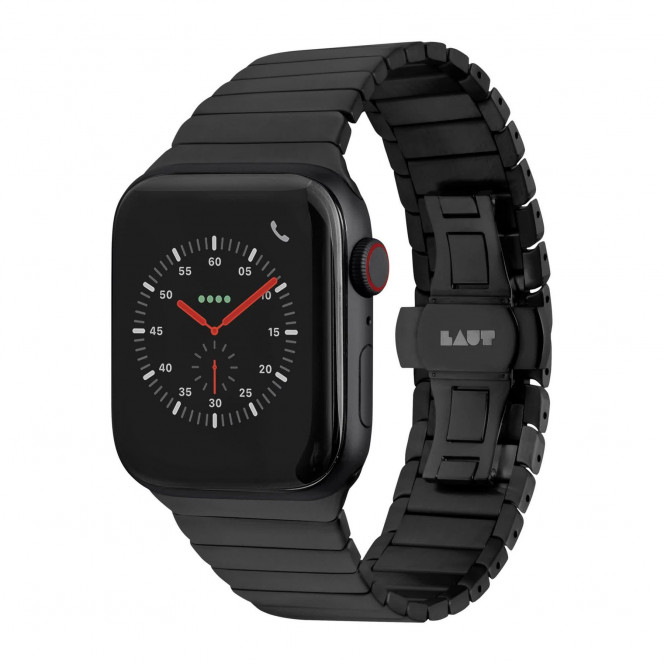 LAUT LINKS premium steel strap for Apple Watch 42/44/45 mm (Series SE/7/6/5/4/3/2/1) - Black (L_AWL_LI_BK)