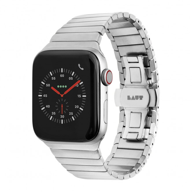 LAUT LINKS premium steel strap for Apple Watch 42/44/45 mm (Series SE/7/6/5/4/3/2/1) - Silver (L_AWL_LI_SL)