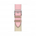 Leather strap STR Hermes Single Tour for Apple Watch 38/40/41 mm (Series SE/7/6/5/4/3/2/1) - Sakura/Argile