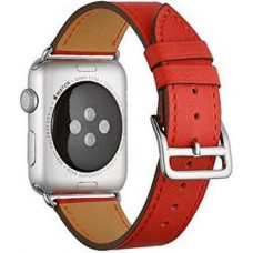 Leather strap STR Hermes Single Tour for Apple Watch 38/40/41 mm (Series SE/7/6/5/4/3/2/1) - Rouge piment