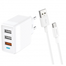 Charger + Micro USB cable FONENG EU32 (2xUSB/1x USB QC)