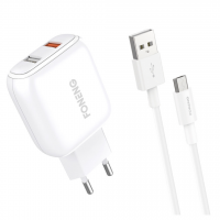 Зарядное устройство + кабель Micro USB FONENG EU36 (1xUSB/1x USB QC)