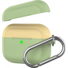 Silicone case with STR carabiner for Apple AirPods Pro - green, yellow