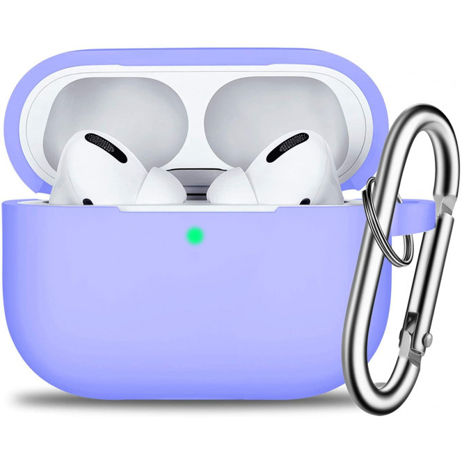 Силиконовый чехол с карабином для AirPods Pro STR - Lilac Cream