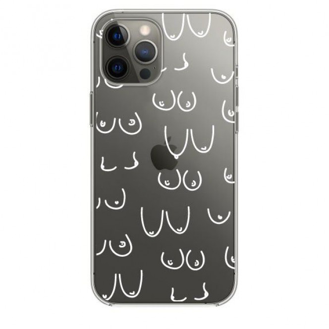 Силиконовый прозрачный чехол Oriental Case (Boobs 2.0 White) для iPhone 13