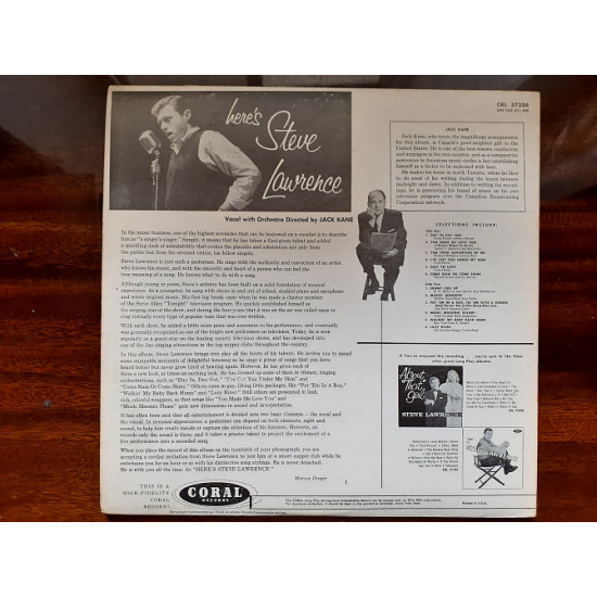 Виниловая пластинка LP Steve Lawrence – Here's Steve Lawrence