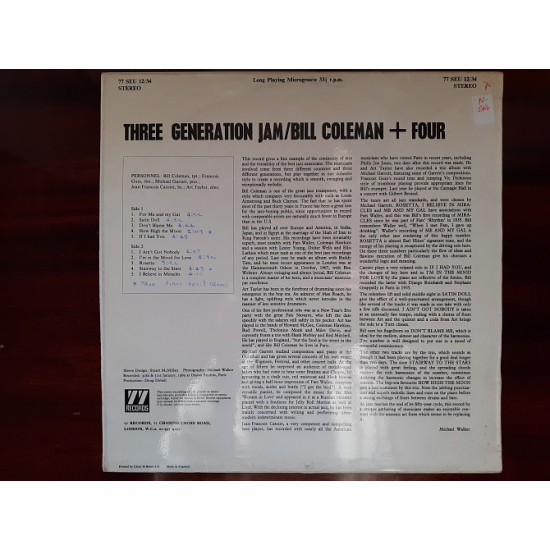 Виниловая пластинка LP Bill Coleman – Three Generation Jam