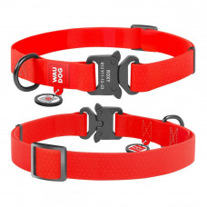 Collar Waudog Waterproof Collar for dogs with quick-detachable fastex and Smart ID ID tag with QR code red