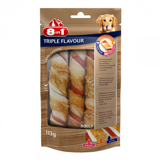 8in1 Triple Flavour Rolls Лакомства для собак трубочки с тройным вкусом