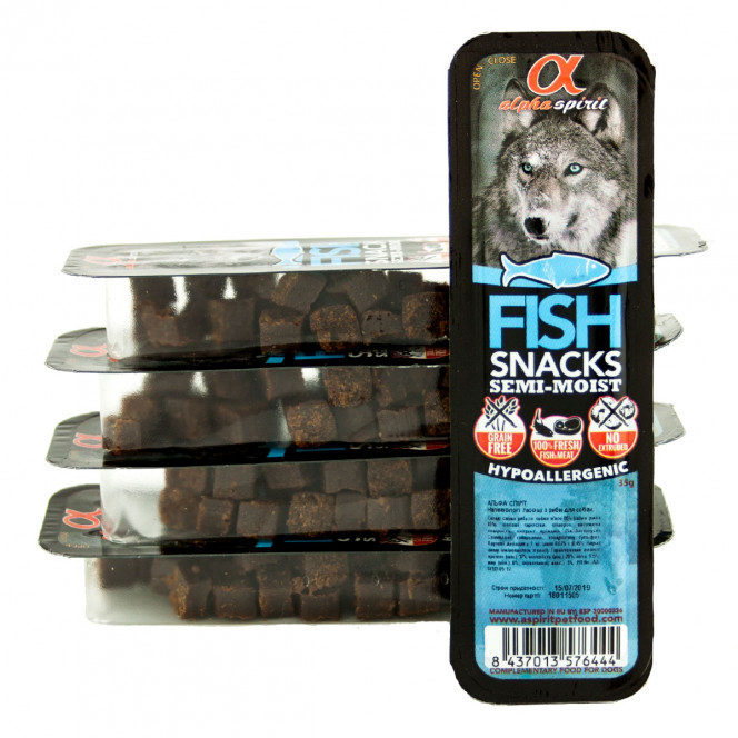 Alpha Spirit Snacks Semi-Moist Dog Treats with Fish