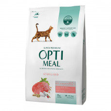 Optimeal Cat Adult Sterilised Beef & Sorghum Сухой корм для стерилизованных кошек с говядиной и сорго