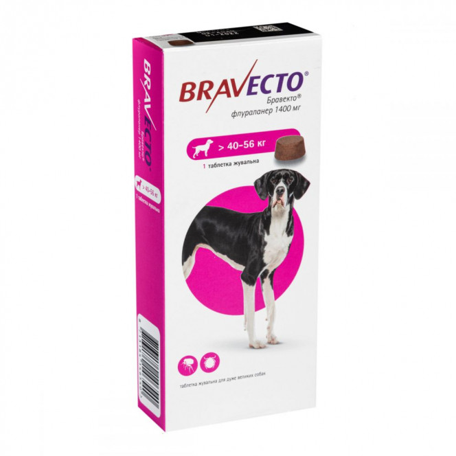 Bravecto Tablets for fleas and ticks for dogs weighing 40 to 56 kg