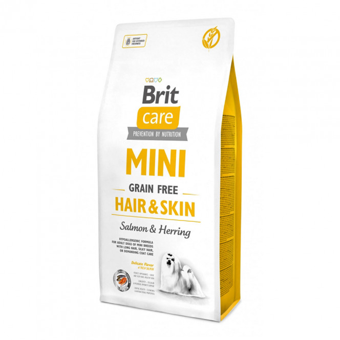 Brit Care Mini Hair & Skin Беззерновой корм с лососем и сельдью для малых пород собак