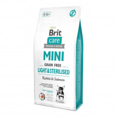 Brit Care Mini Light & Sterilised Беззерновой корм с кроликом и лососем для стерилизованных собак малых пород