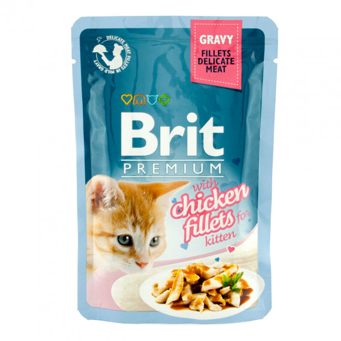 Brit Premium with Chicken Fillets in Gravy for Kitten (spider) Canned food for kittens Chicken fillet pieces in sauce