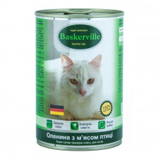 Baskerville Super Premium Canned food for cats with venison and poultry