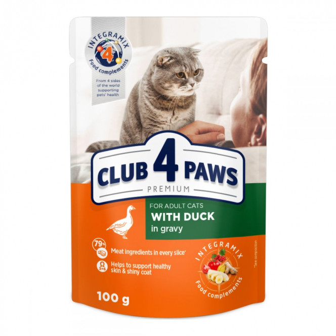 Club 4 Paws Premium (spider) Canned food for cats with duck in sauce