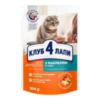 Club 4 Paws Клуб 4 Лапы Premium (пауч) Консервы для кошек с макрелью в соусе