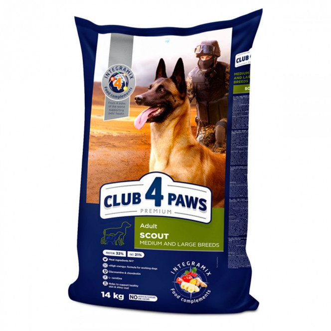 Club 4 Paws Premium Scout Сухой корм для рабочих собак средних и крупных пород