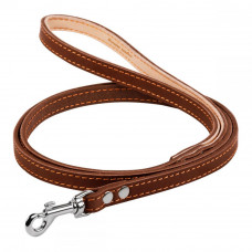 CoLLar Leather leash for dogs single with stitching (brown)