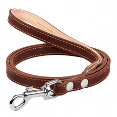 CoLLar Leather double leash with stitching for dogs (brown)