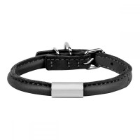 CoLLar Waudog Soft Leather Collar with Address Black