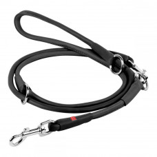 CoLLar SOFT Unadorned Round Leather Re-Stitch Dog Leash (Black)