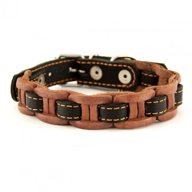 CoLLar Single stacked leather collar (brown)