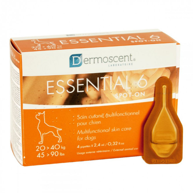 Dermoscent Essential 6 spot-on Drops on the withers for skin and hair care for dogs (20-40 kg)