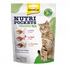 GimCat Nutri Pockets Country Mix & Multi-Vitamin Cat Treats Duck with Beef and Turkey with Vitamins