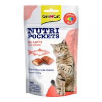 GimCat Nutri Pockets with Salmon & Omega 3 & 6 Cat Treats with Salmon and Fatty Acids