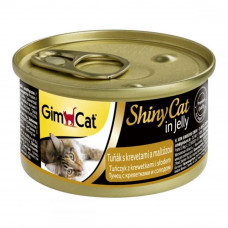 GimCat ShinyCat in jelly Консервы для кошек Тунец с креветками и солодом в желе